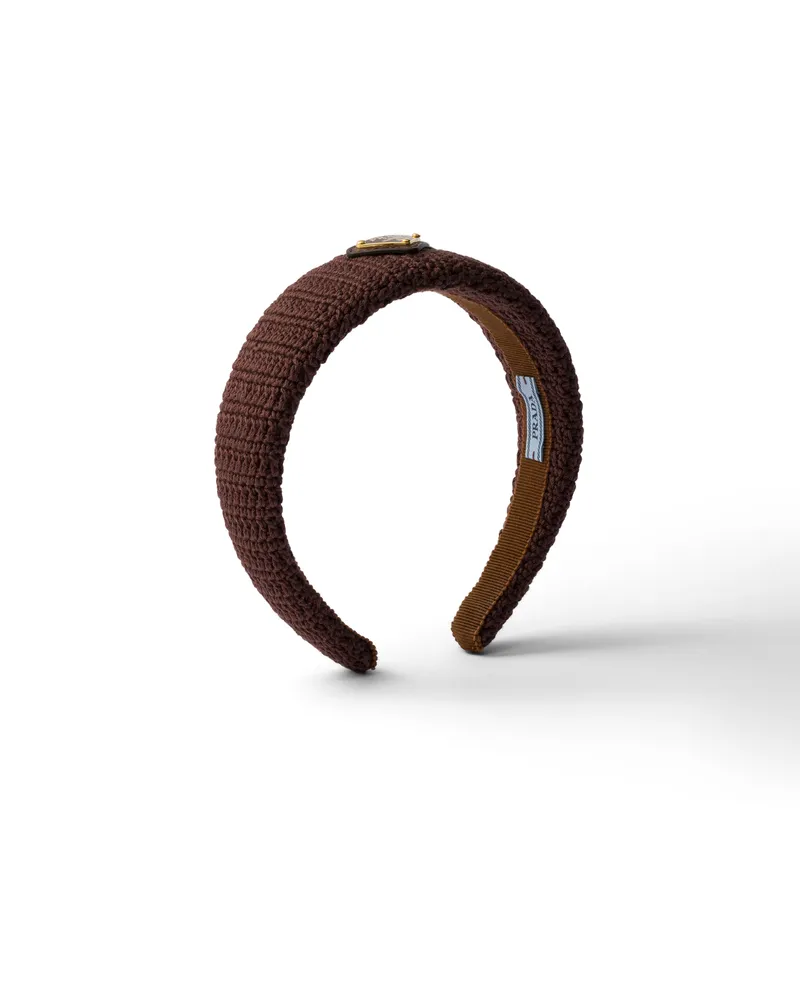 Prada Gehäkeltes Headband, Damen, Kakaobraun Kakaobraun