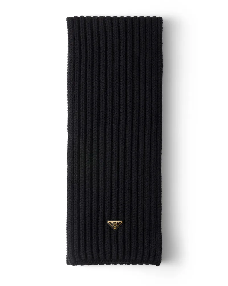Prada Schal Aus Wolle, Damen, Schwarz Schwarz