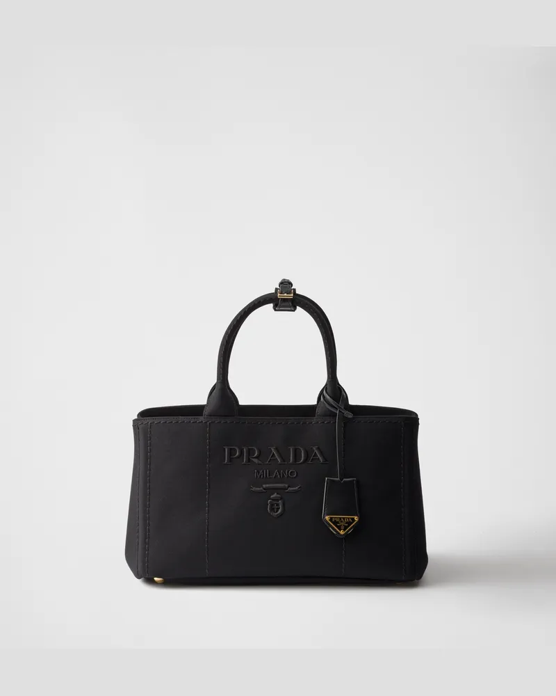 Prada Jardinière Große Handtasche aus Baumwoll-Canvas Schwarz