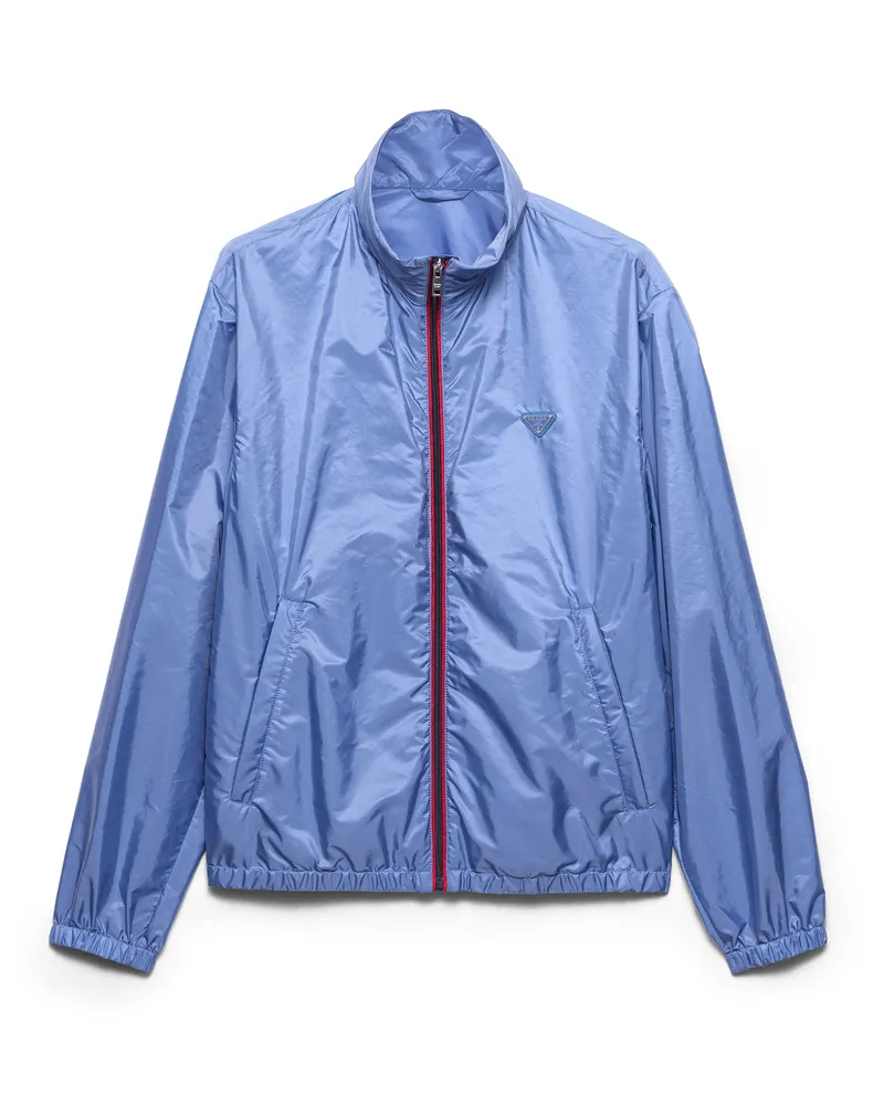 Prada Jacke Aus Re-nylon, Herren, Hellblau/rot, Größe Hellblau