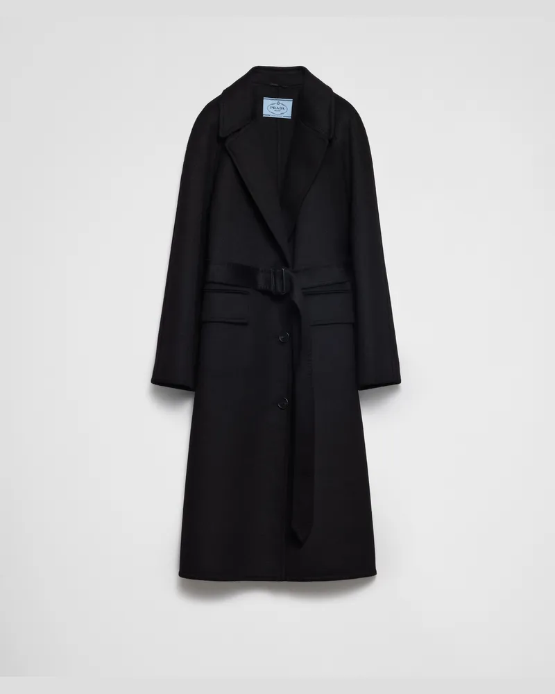Prada Einreihiger Mantel aus Kaschgora Schwarz