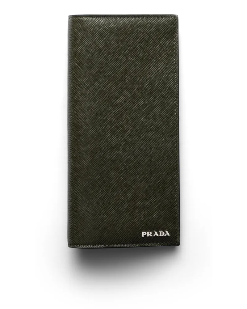 Prada Geldbörse Aus Saffiano-leder, Herren, Selva Grün/burgunder Selva