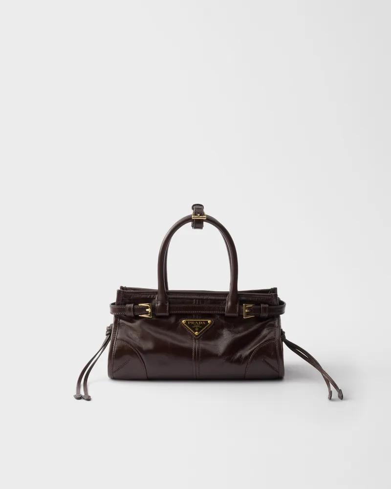 Prada Bonnie Mini-Handtasche aus Leder Dunkelbraun
