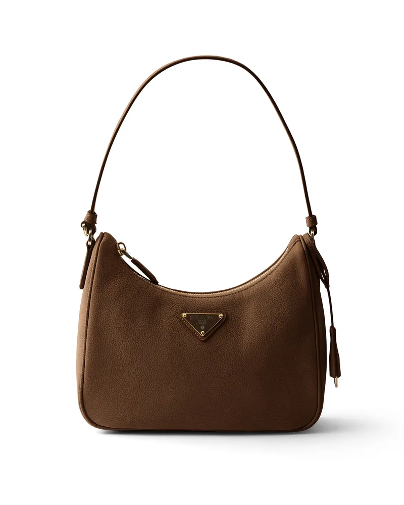 Prada Re-edition 2005 Mini Bag Aus Nubuk- Und Saffiano-leder, Damen, Kakaobraun Kakaobraun