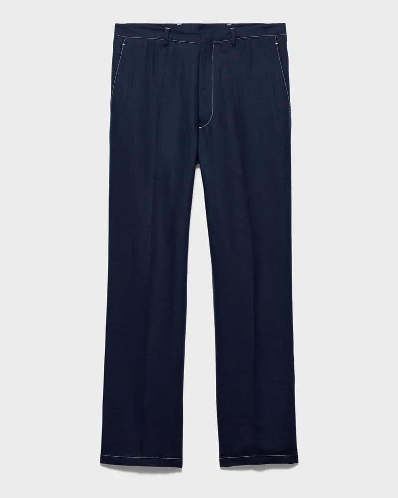 Prada Hose aus Leinen Blau