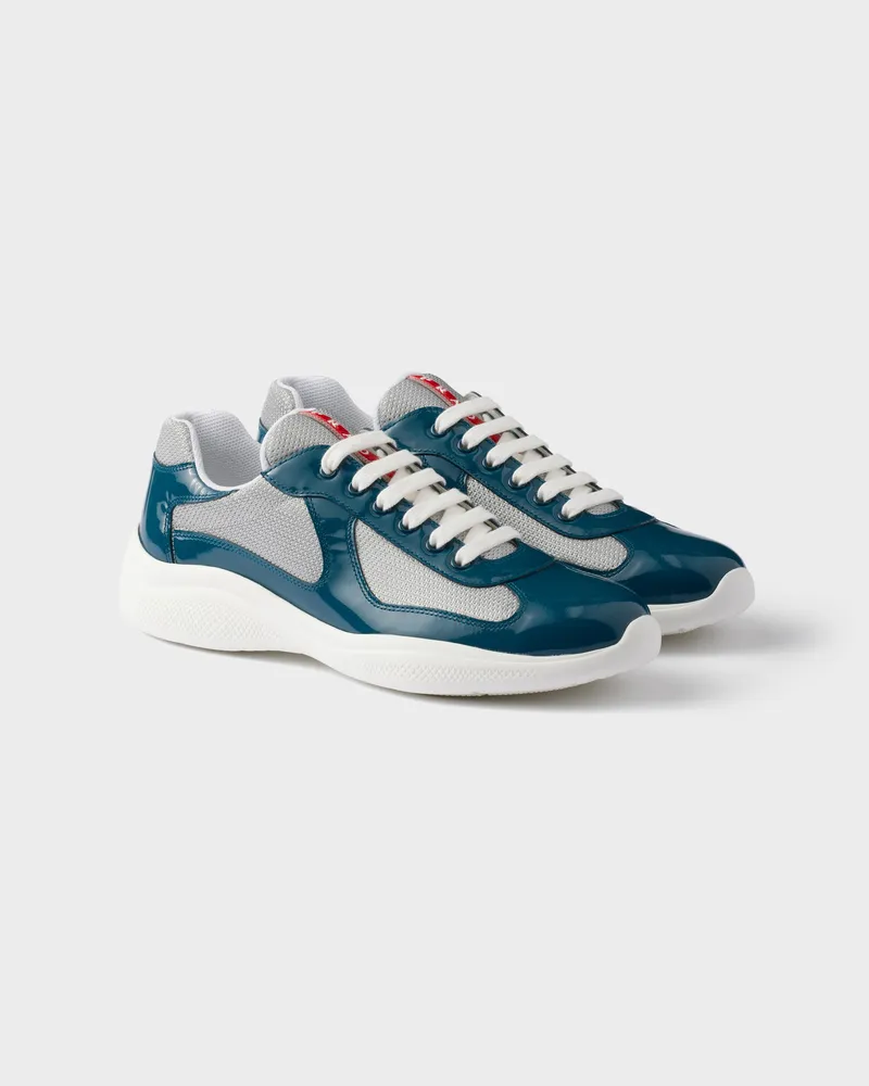 Prada America’s Cup Sneaker aus Lackleder und Funktionsgewebe Dunkles