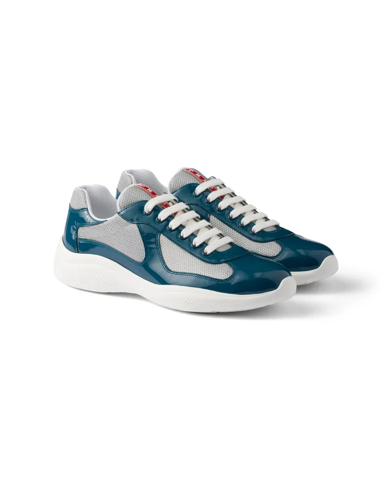 Prada America’s Cup Sneaker Aus Lackleder Und Funktionsgewebe, Herren, Dunkles Petrol/silber, Größe 13 Dunkles