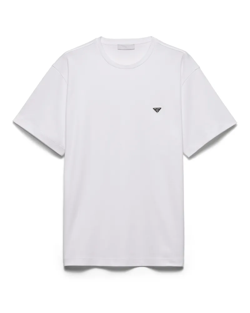Prada T-shirt Aus Baumwolle, Herren, Weiss, Größe Weiss