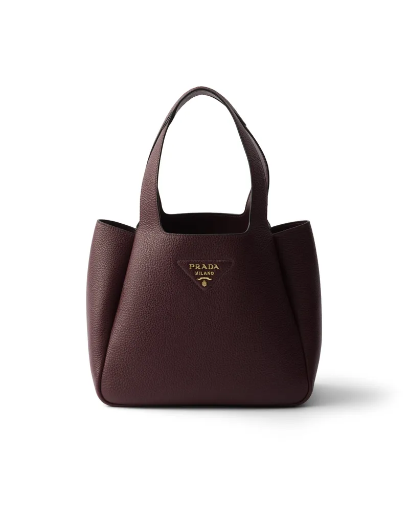 Prada Kleine Tote Bag Aus Leder, Damen, Burgunder Burgunder