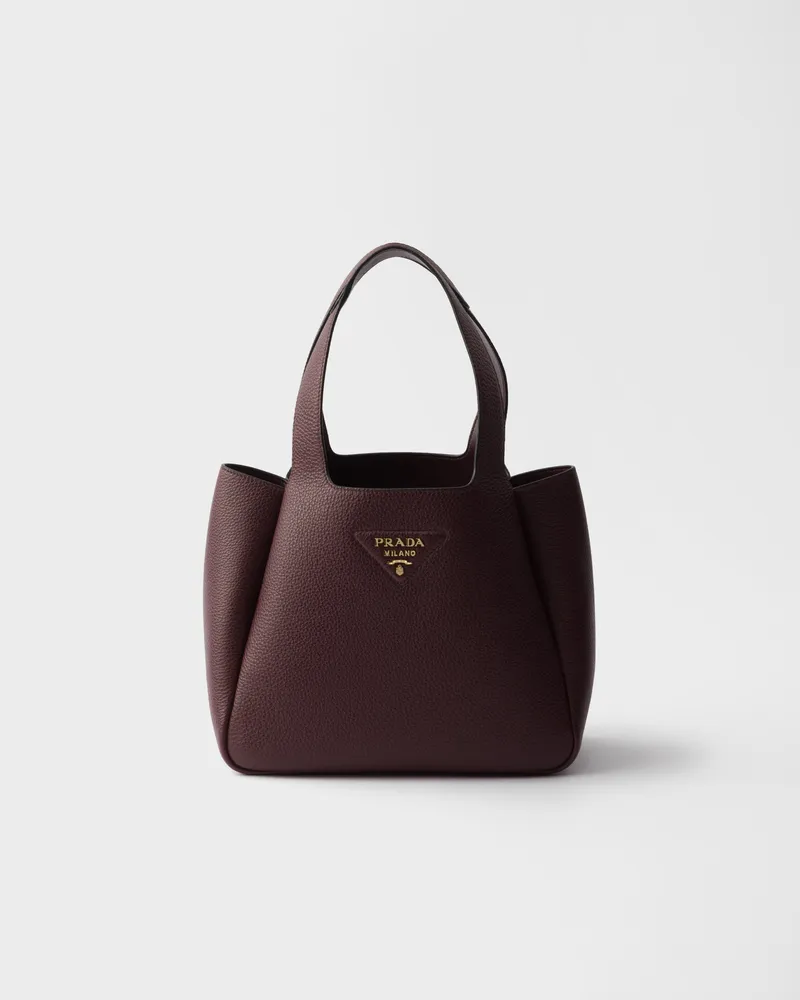 Prada Kleine Tote Bag aus Leder Burgunder