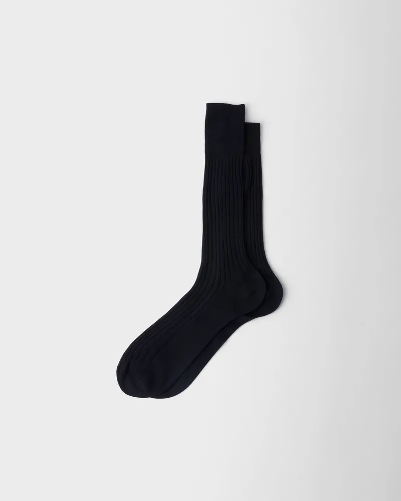 Prada Wadenlange Socken aus Baumwolle Blau