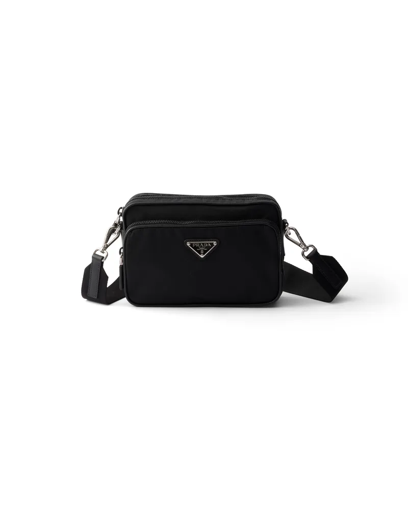 Prada Schultertasche Aus Re-nylon Und Saffiano-leder, Herren, Schwarz Schwarz