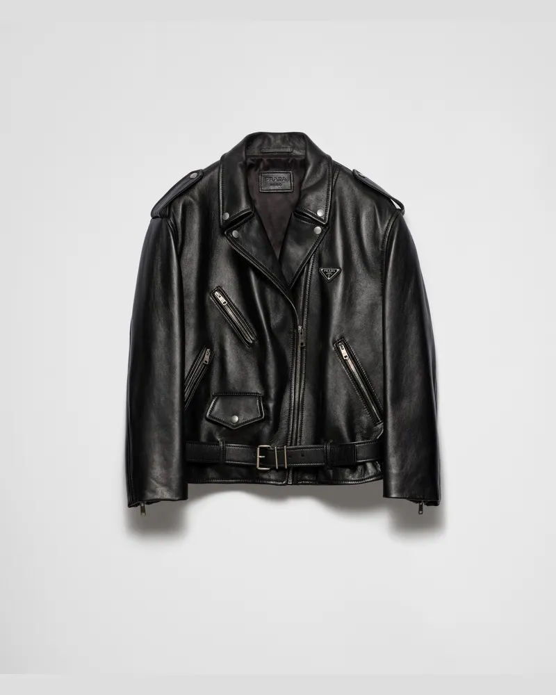Prada Bikerjacke aus Nappa-Leder Schwarz