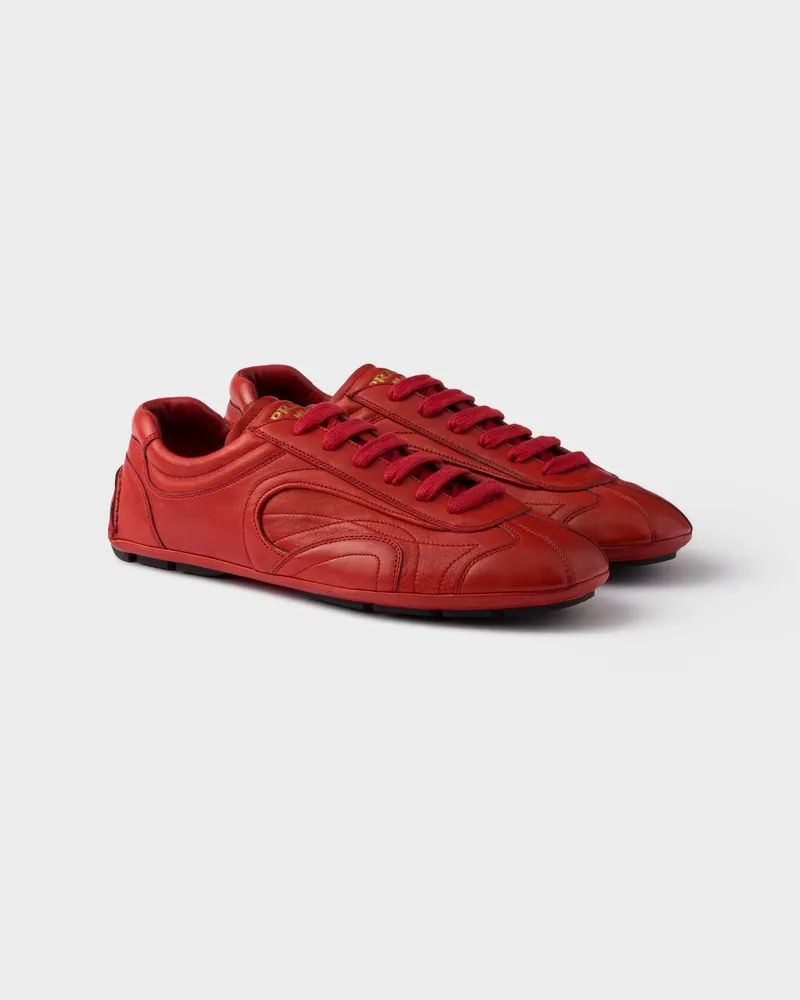 Prada Montecarlo Re-Edition 2005 Sneaker aus antikisiertem Nappaleder Rot