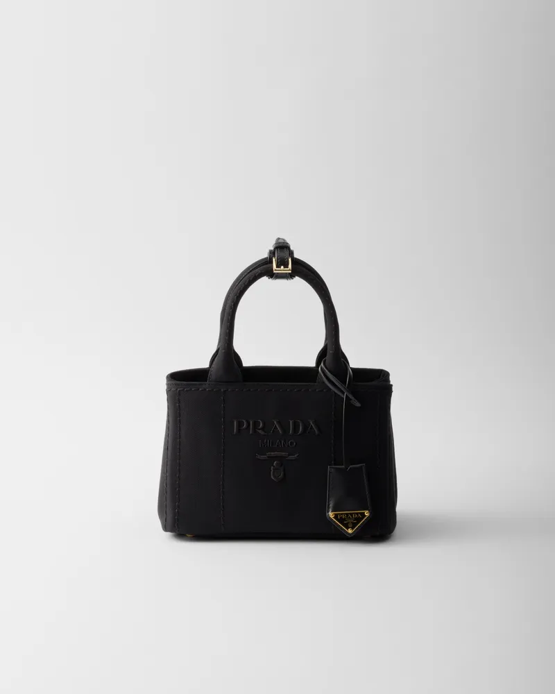 Prada Jardinière Mini-Handtasche aus Baumwoll-Canvas Schwarz