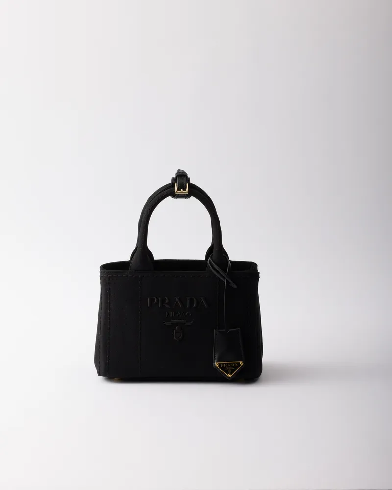 Prada Jardinière Mini-handtasche Aus Baumwoll-canvas, Damen, Schwarz Schwarz