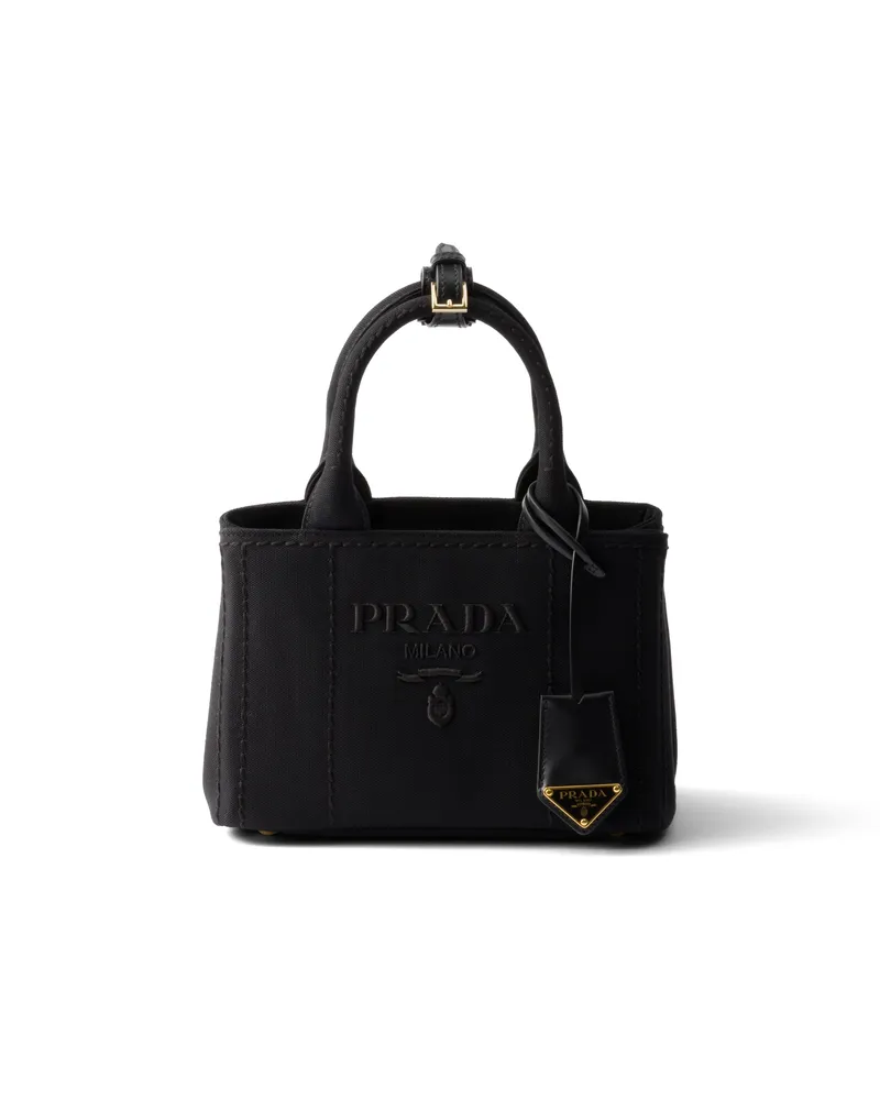Prada Jardinière Mini-handtasche Aus Baumwoll-canvas, Damen, Schwarz Schwarz