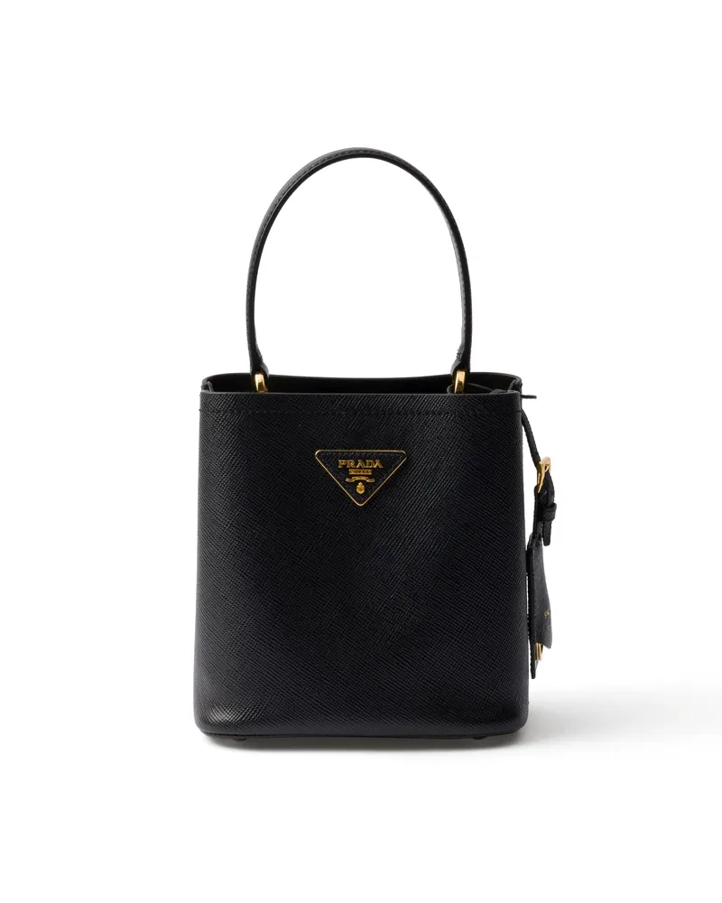 Prada Panier Mini Bag Aus Saffiano-leder, Damen, Schwarz Schwarz