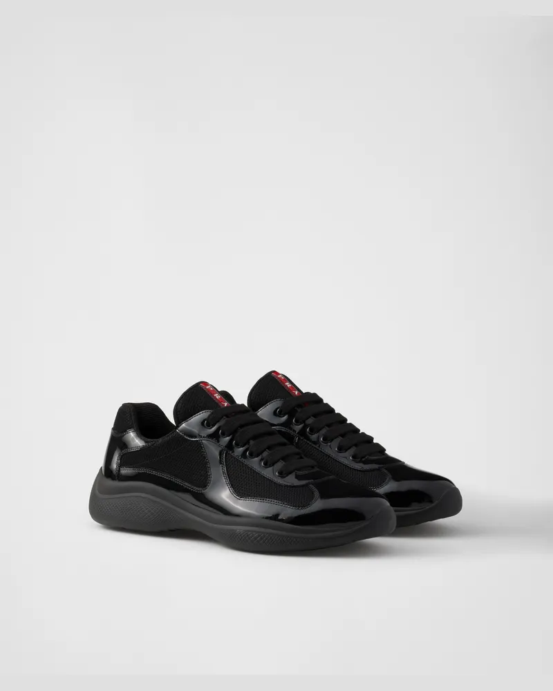 Prada America’s Cup Sneaker aus Lackleder und Funktionsgewebe Schwarz
