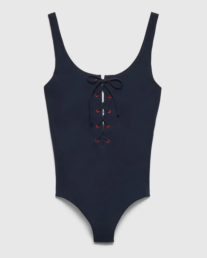 Prada Einteiliger Badeanzug aus Stretch-Jersey Blau