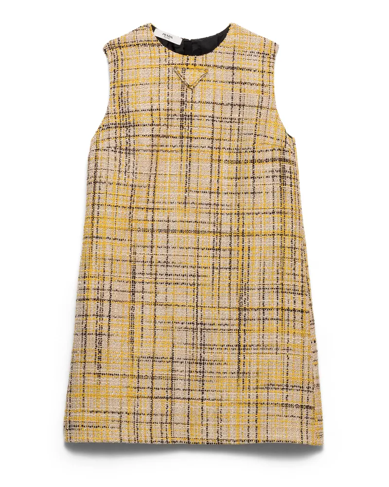 Prada Minikleid Aus Tweed, Damen, Senfgelb, Größe Senfgelb