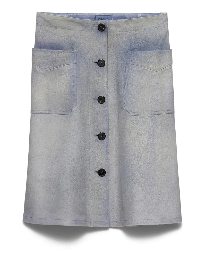 Prada Geknöpfter Rock Aus Wildleder, Damen, Himmelblau, Größe Himmelblau