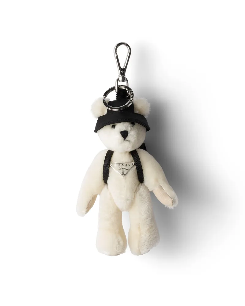 Prada Teddy-schlüsselring-taschenanhänger, Damen, Weiss Weiss