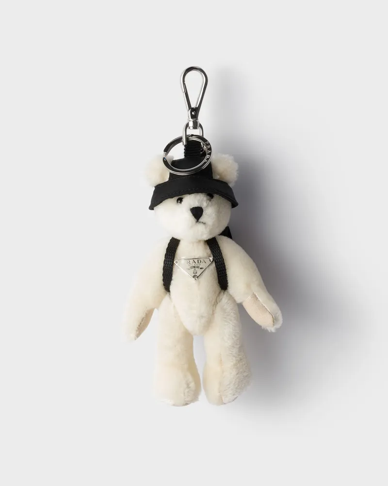 Prada Teddy-Schlüsselring-Taschenanhänger Weiss