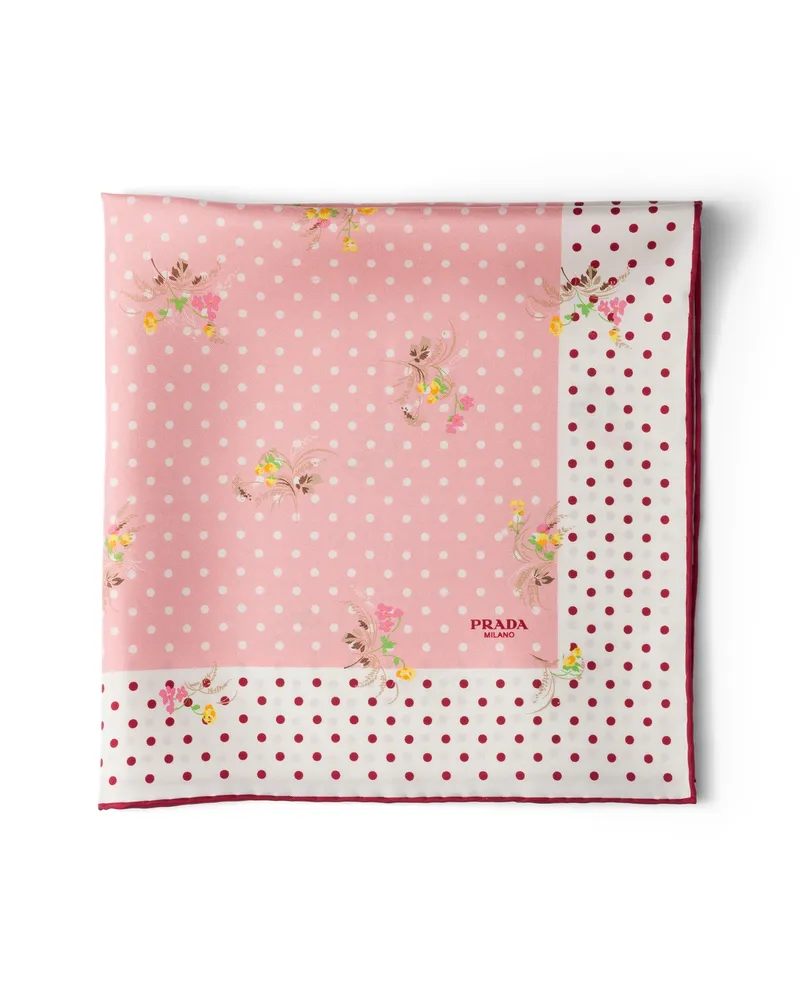 Prada Bedruckter Schal Aus Seidentwill 55 , Damen, Rosa/sand Rosa