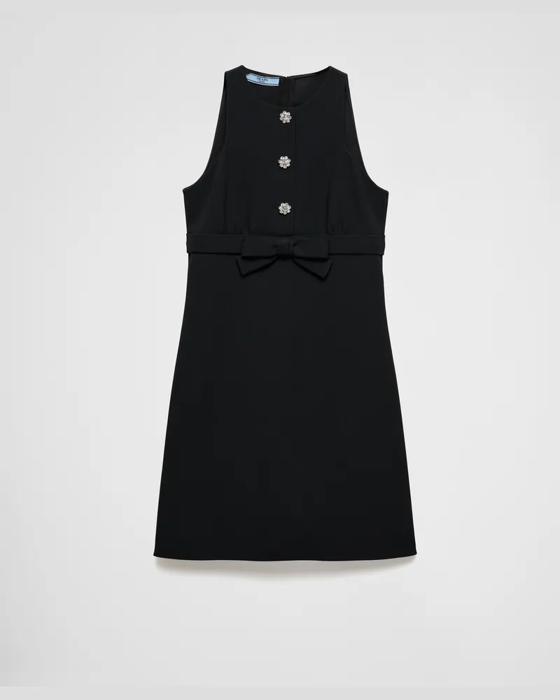 Prada Kurzes Kleid aus kompaktem Sablé Schwarz