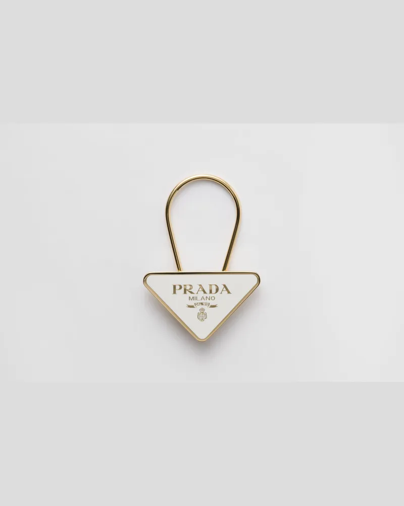 Prada Schlüsselring aus emailliertem Metall Gold