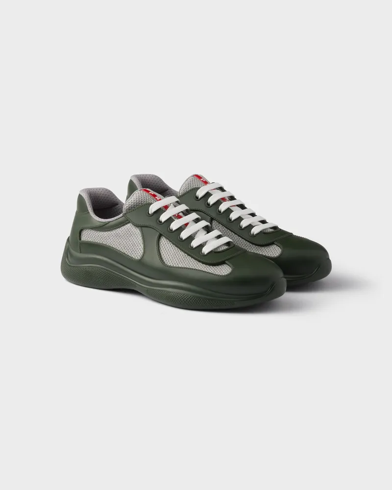 Prada America’s Cup Sneaker aus weichem Gummi und Bike-Gewebe Lorbeergrün