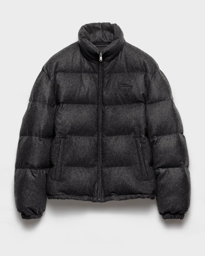 Prada Daunenjacke aus mittelschwerem Kaschmir Anthrazitgrau