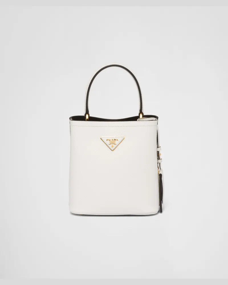 Prada Kleine  Panier Tasche aus Saffiano-Leder White