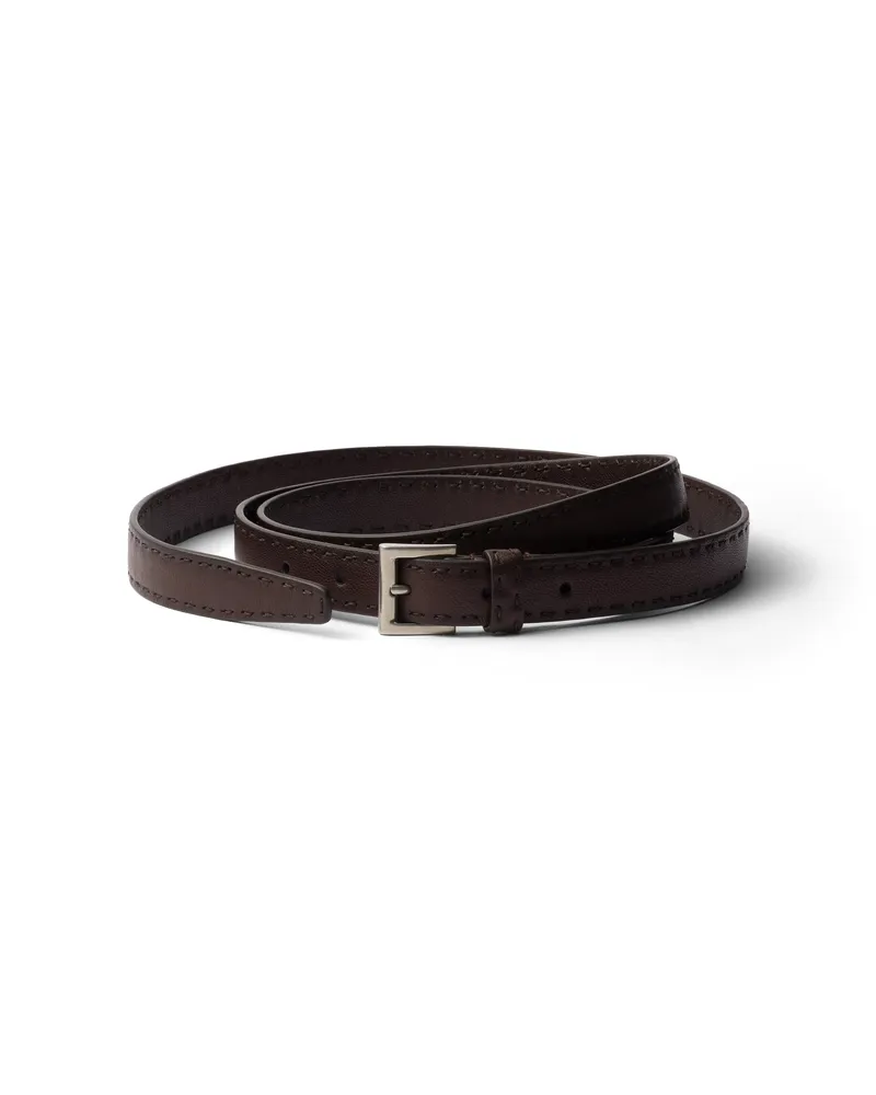 Prada Gürtel Aus Leder Mit Antik-finish, Herren, Kaffeebraun, Größe Kaffeebraun