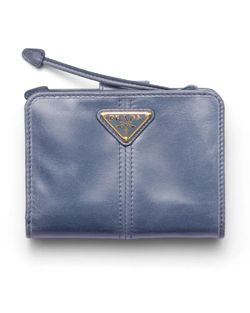 Prada Kleine Geldbörse Aus Leder, Damen, Aviation/blau Aviation