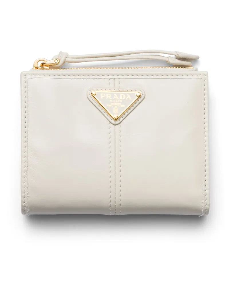 Prada Kleine Geldbörse Aus Leder, Damen, Weiss Weiss