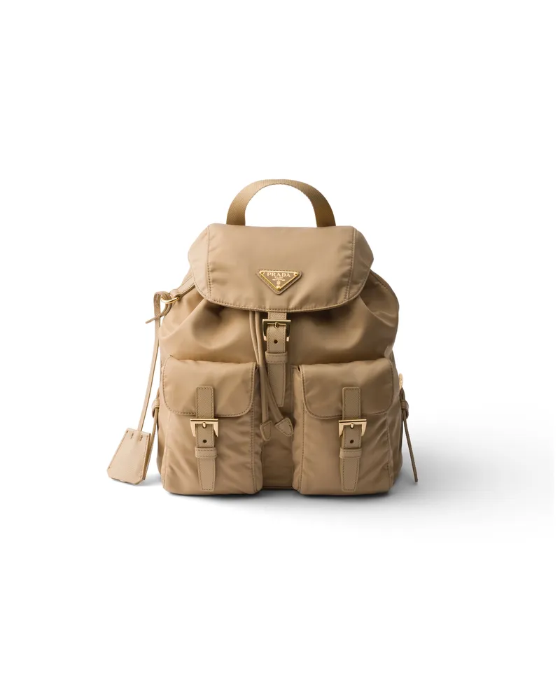 Prada Re-edition 1978 Kleiner Rucksack Aus Re-nylon, Damen, Korkbeige+flaschengrün Korkbeige+flaschengrün