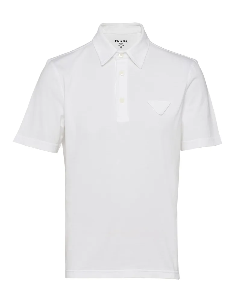 Prada Kurzärmliges Poloshirt Aus Baumwolle, Herren, Weiss, Größe Weiss