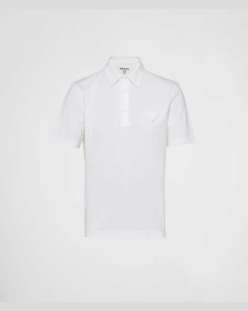 Prada Kurzärmliges Poloshirt aus Baumwolle Weiss