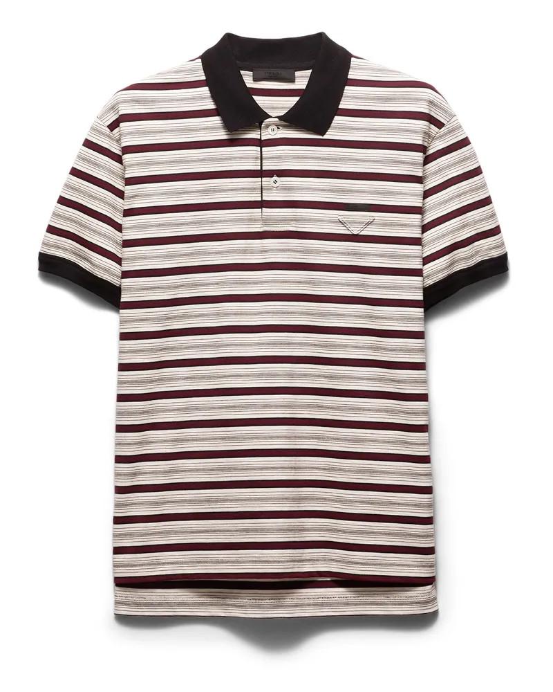 Prada Kurzärmliges Poloshirt Aus Baumwolle, Herren, Lehm+bronze+stahlgrau, Größe Lehm+bronze+stahlgrau