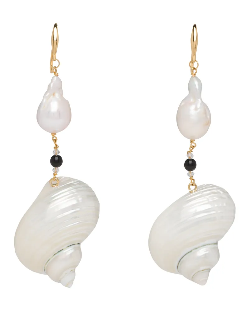 Prada Silber-ohrringe Mit Muscheln, Damen, Perlgrau Perlgrau