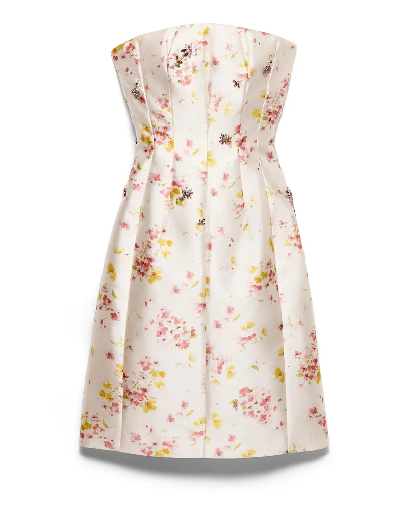 Prada Kleid Aus Seide Und Wolle Mit Blumenprint, Damen, Begonienrosa, Größe Begonienrosa