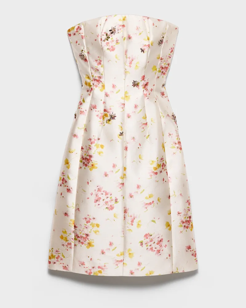 Prada Kleid aus Seide und Wolle mit Blumenprint Begonienrosa