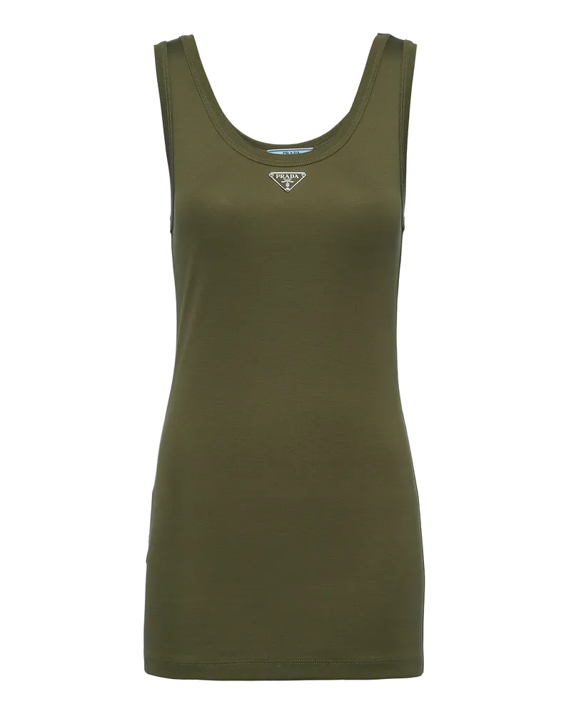 Prada Top Aus Rippstrick, Damen, Selva Grün, Größe Selva