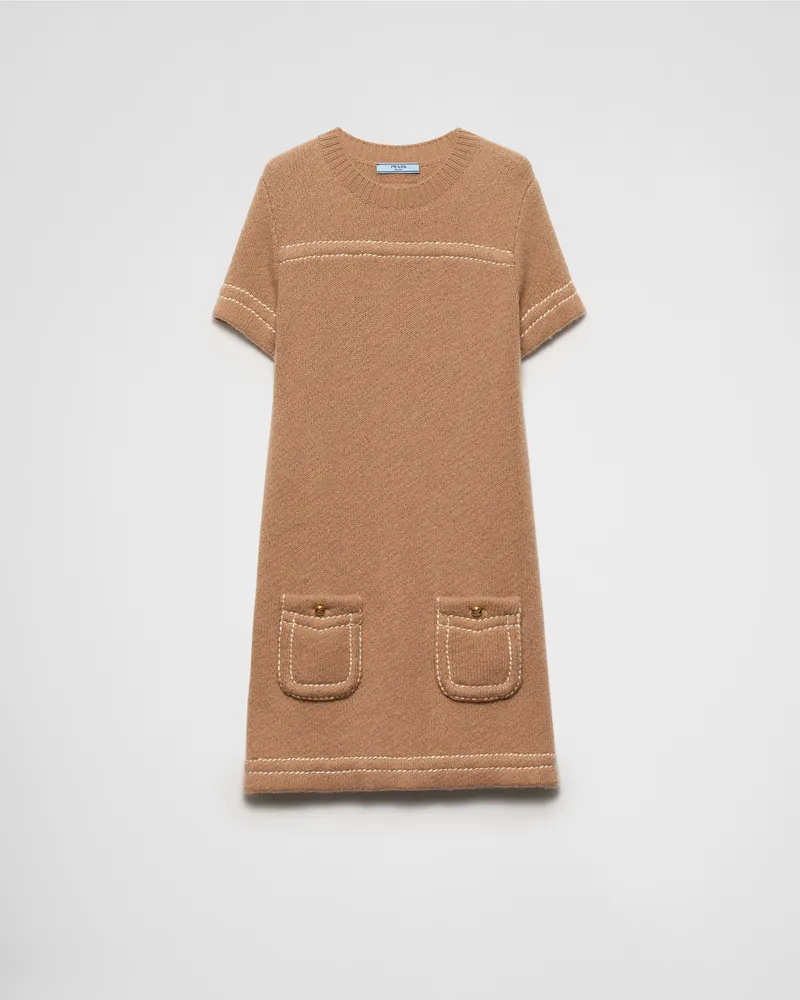 Prada Minikleid aus Kaschmir Kamelbraun