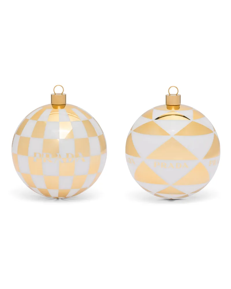 Prada Weihnachtsschmuck-set Aus Glas, , Weiß/platin Weiß