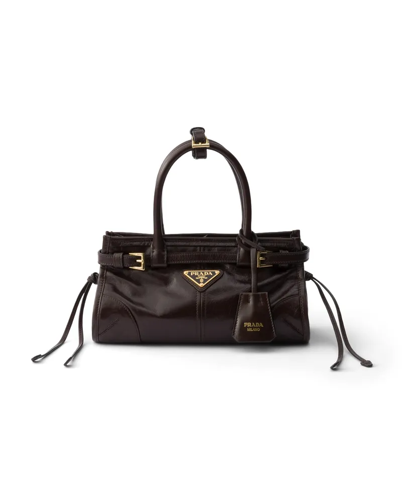 Prada Bonnie Mini Bag Aus Leder, Damen, Dunkelbraun Dunkelbraun