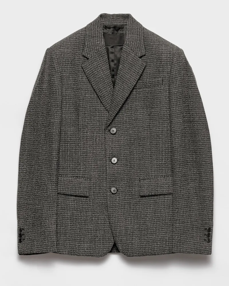 Prada Einreihige Jacke aus Wolle Schwarz