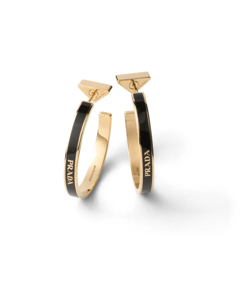 Prada Ohrringe Aus Metall, Damen, Schwarz/gold Schwarz